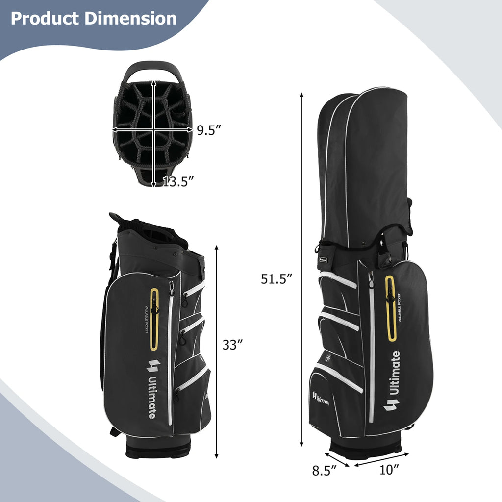 Costway Lightweight Golf Cart Bag with 15 Way Top Divider Individual Putter Well Cooler Bag Green