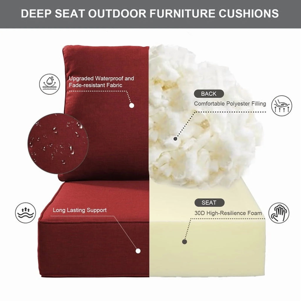 Bellefurn Outdoor Deep Seat Cushion 24 X 24 X 6 in for Patio Furniture, Outdoor Chair Cushions Waterproof & Fade Resistant Patio Furniture Cushions for Wicker Chair, Sofa, Couch
