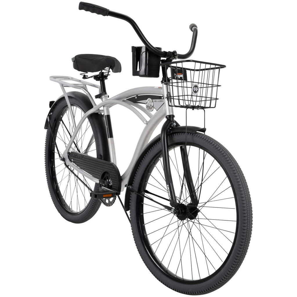 26 In. Nel Lusso Men¡¯s Beach Cruiser Bike, Silver