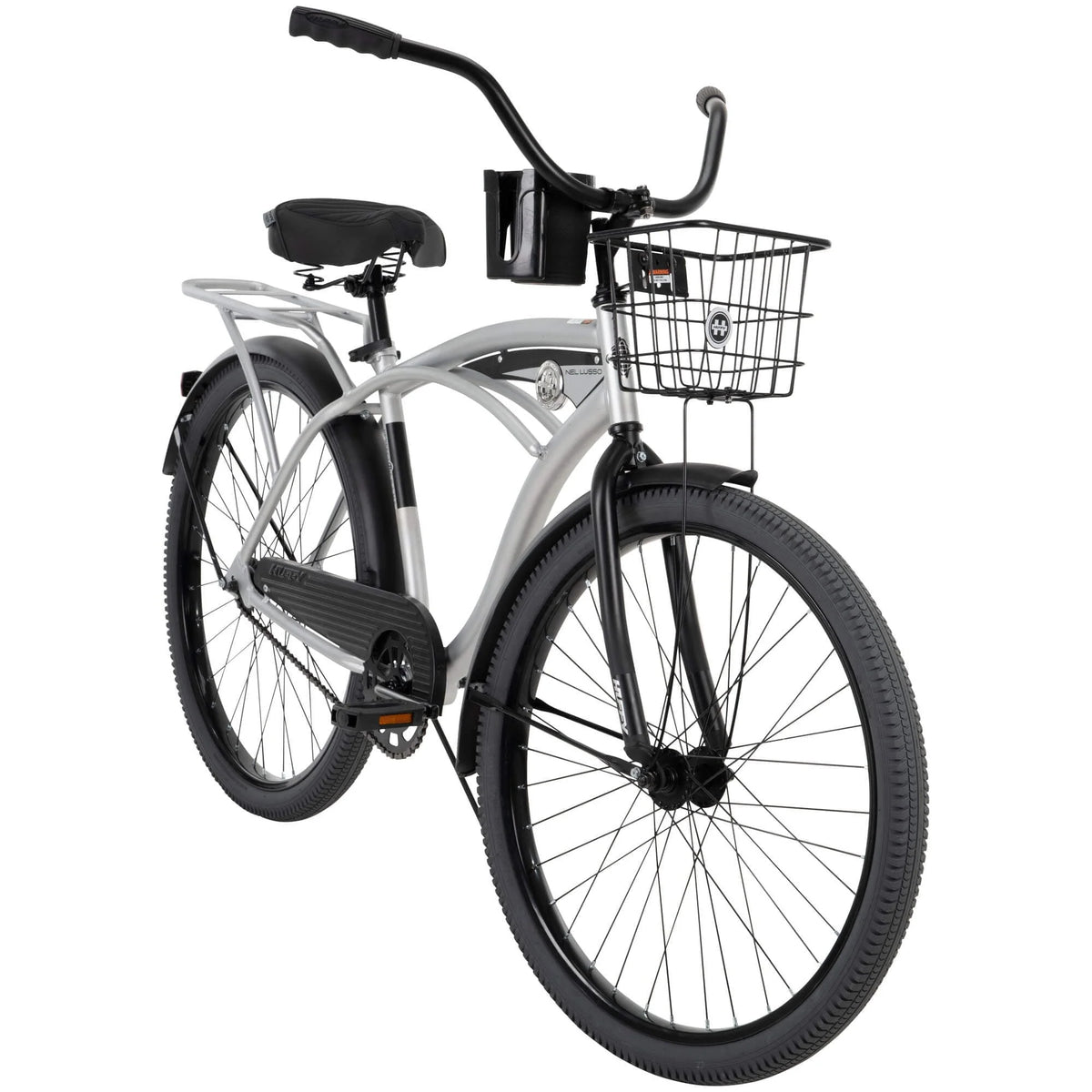 26 In. Nel Lusso Men¡¯s Beach Cruiser Bike, Silver