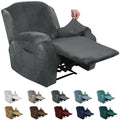 MAXIJIN Velvet 4 Piece Recliner Cover Stretch Plush Soft Cover for Chair Thick Soft Recliner Slipcover Separate Chair Cover with Side Pocket