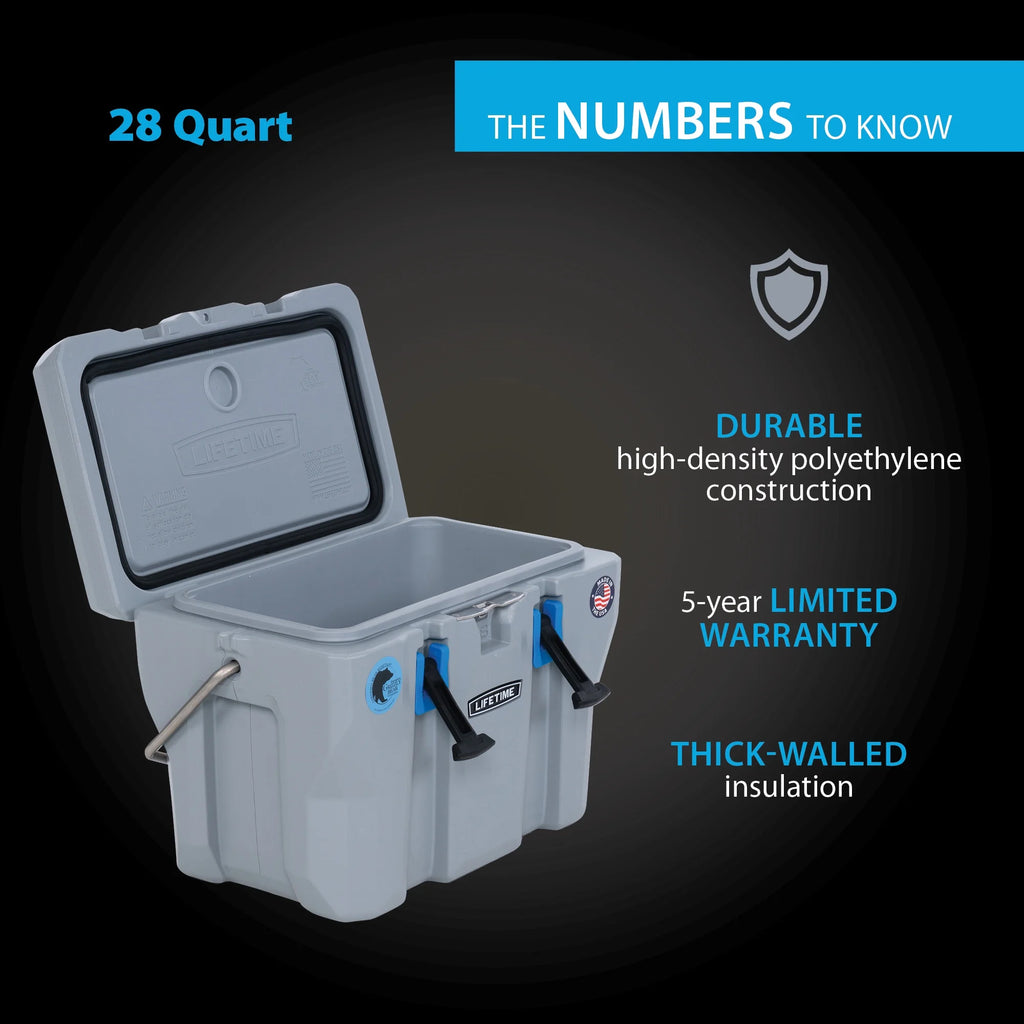 Lifetime 28 Qt Bear - Resistant Camping Cooler, Premium High Performance, Ice Retention, Hard Cooler, 20 Can Capacity, Boulder Gray (91289)