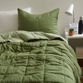 Dormify Reversible Down Alt Comforter and Sham Set , Includes Sham, Full/Queen Bedding, Olive Green, Lightweight, POLYESTER, Dorm or Bedroom Essential