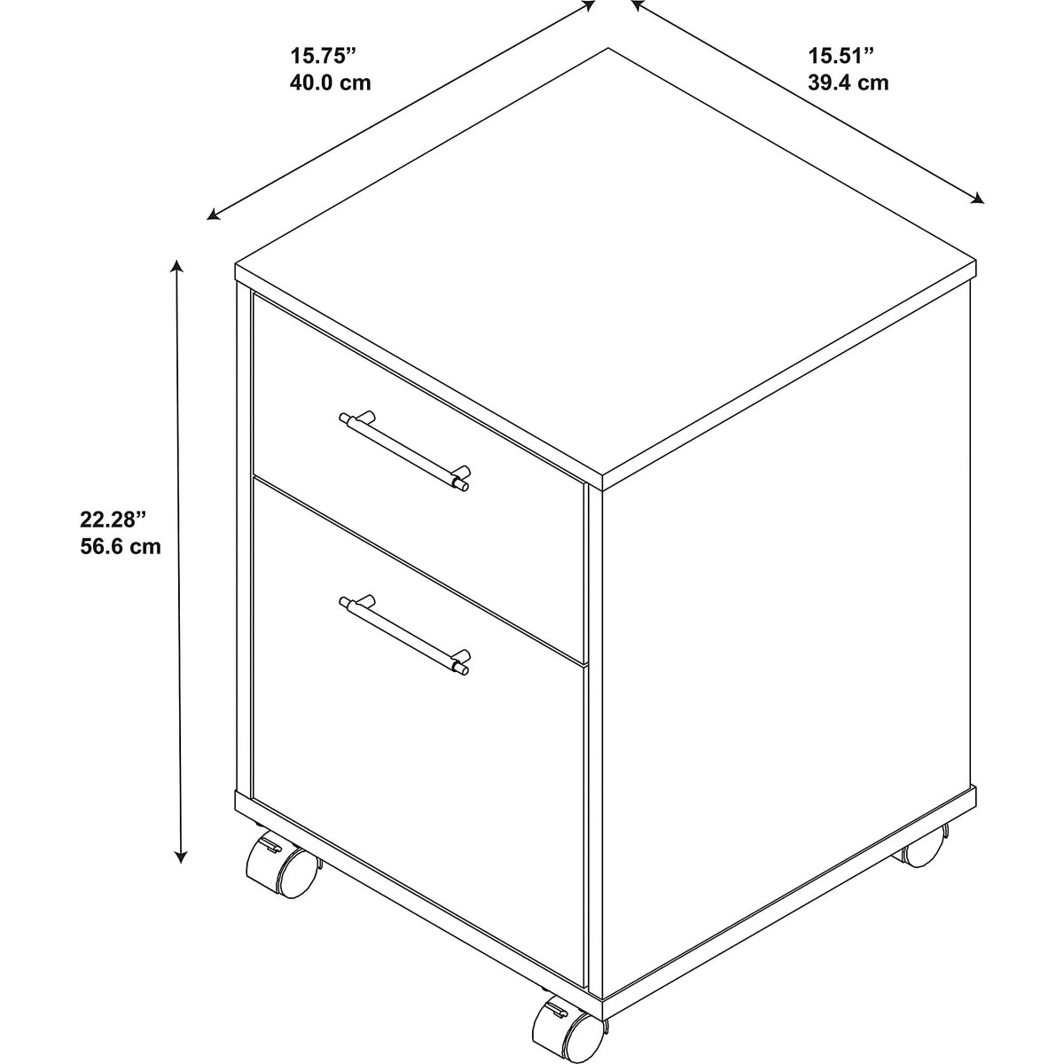 Bush Furniture Key West 2 Drawer Mobile File Cabinet in Washed Gray