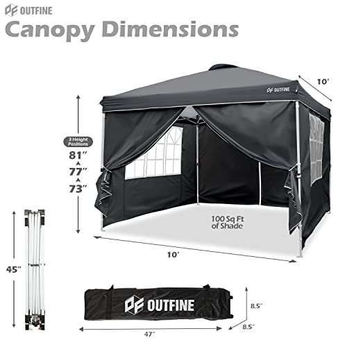 10'x10' Pop Up Commercial Instant Gazebo Tent. Fully Waterproof. Outdoor Party Canopies with 4 Removable Sidewalls
