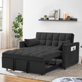 55 in Convertible Futon Sofa Bed, Modern Loveseat Sleeper Sofa Couch with Pull - Out Sofa Bed for Living Room, Small Space - Black