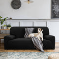 Piccocasa Stretch Loveseat 1 2 3 Seater Chair Solid Color Polyester Sofa Slipcovers 1 PC Black 53-67 Inches