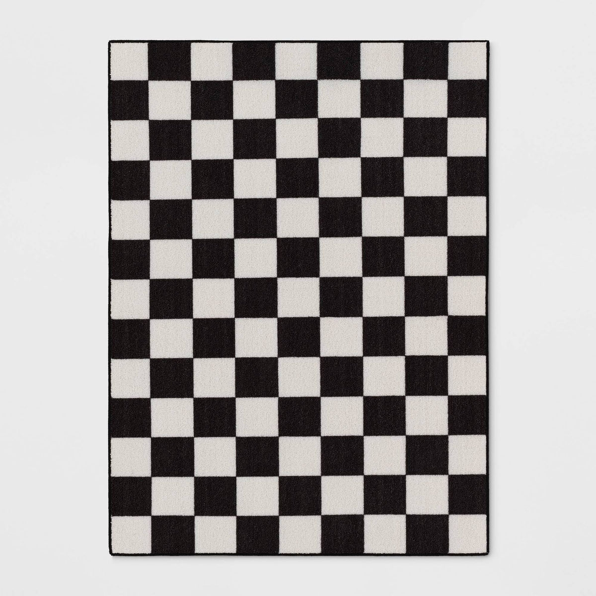 4'x5'5" Small Checker Rug Charcoal and Ivory - Room Essentials