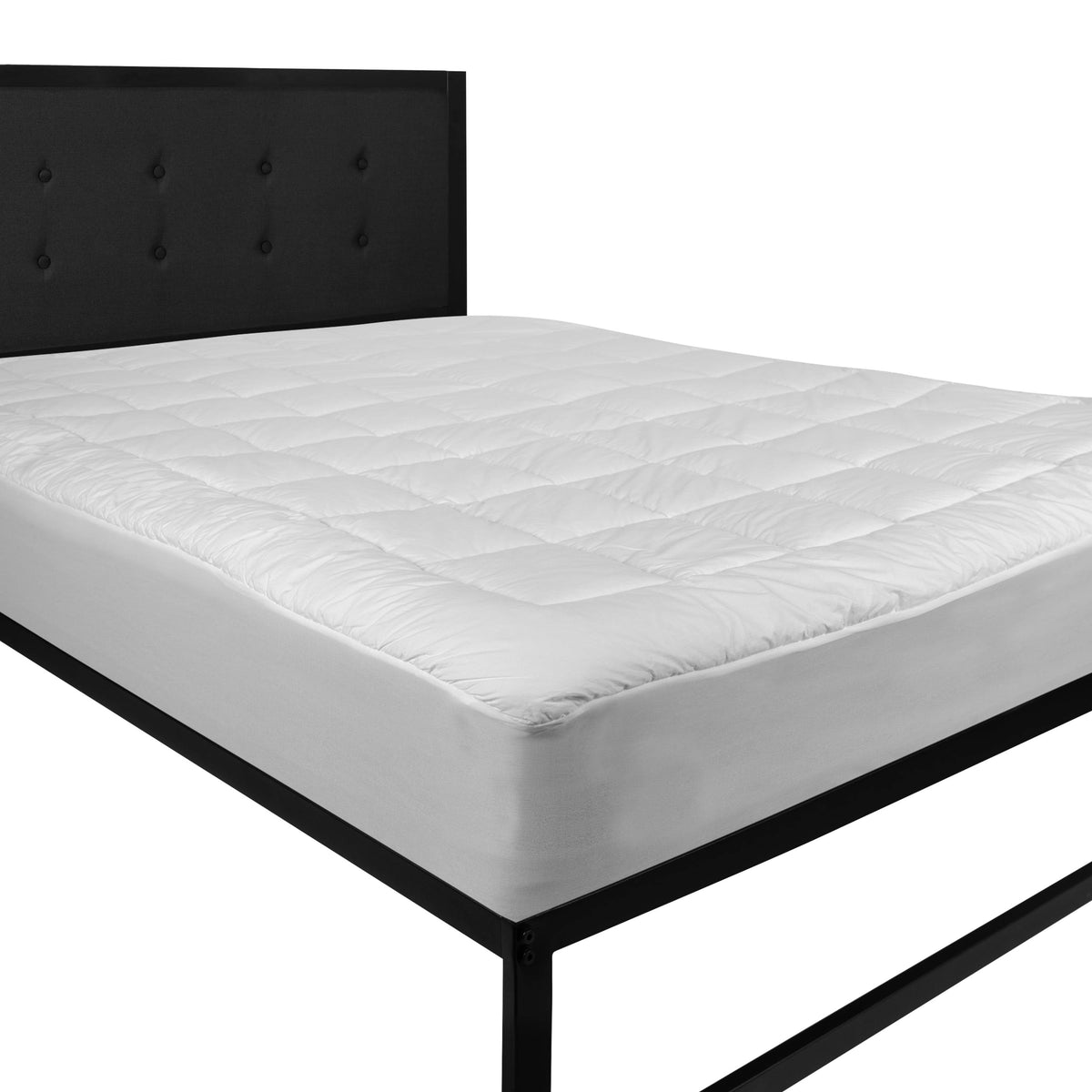 Flash Furniture Capri Comfortable Sleep White Mattress Pad - Deep Pocket - Queen Size - Quilted Cotton Top - Hypoallergenic - Fits