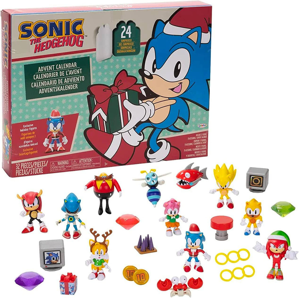 Sonic The Hedgehog Advent Calendar - 24 Surprises with Exclusive Collectible 2.5 inch Holiday Action Figures!