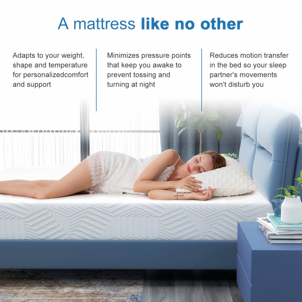 Mattress Bed in a Box. Memory Foam Mattress infused with Green Tea and Cooling Gel.12 inches. Made in USA