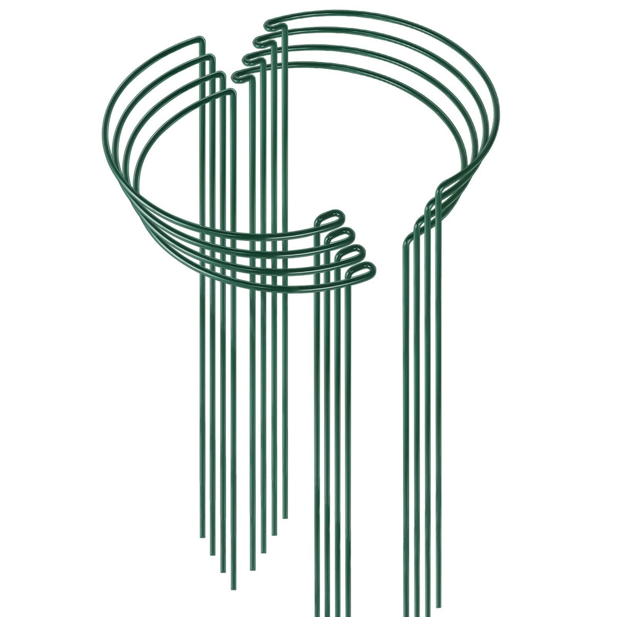 HiGift 8 Pack 24 inch Plant Support Stakes, 10" Wide x 24" High Half Round Metal Garden Plant Stake Peony Support Cage, Green PL
