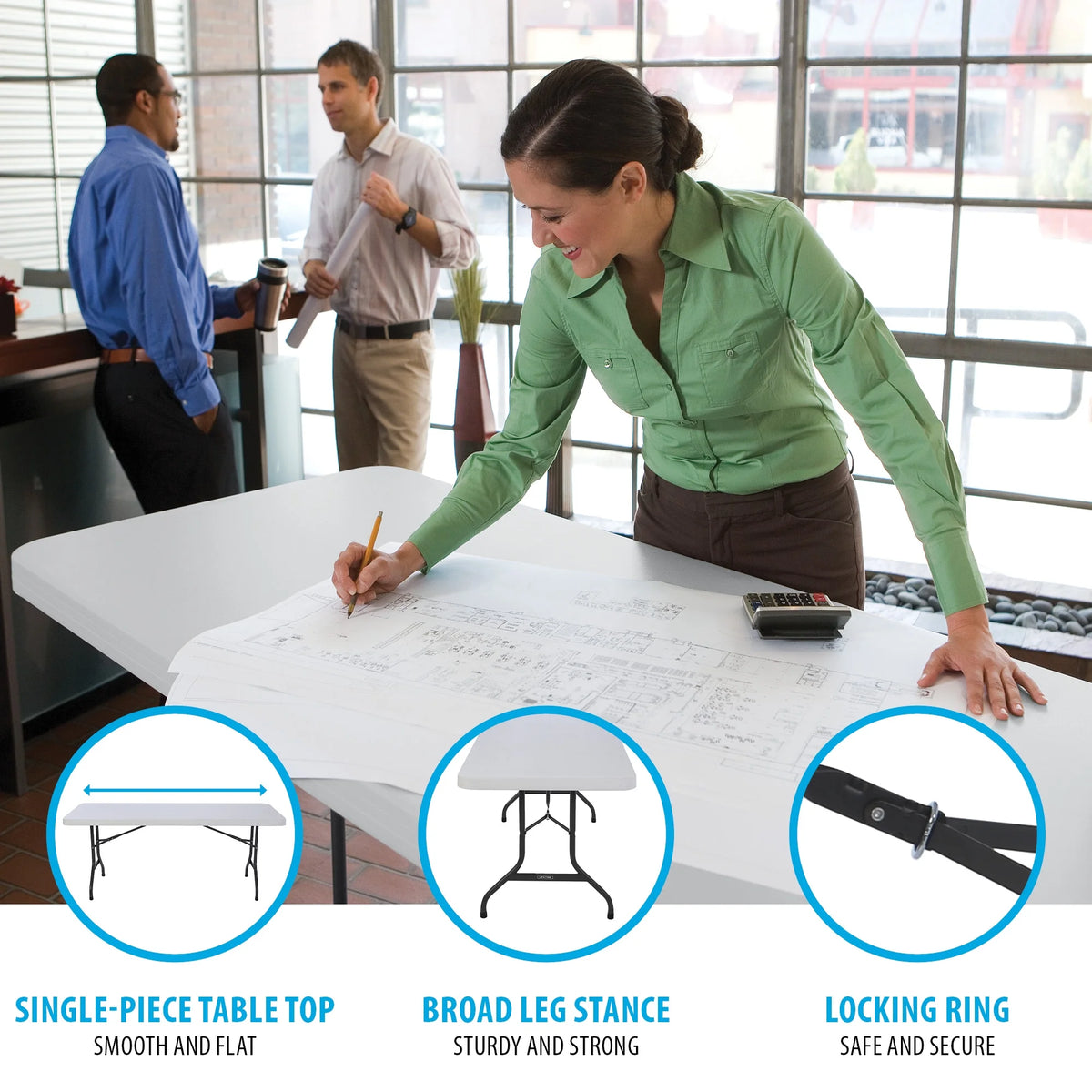 Lifetime 6 Ft. Commercial Plastic Folding Banquet Tables 4 Pack (White Granite)