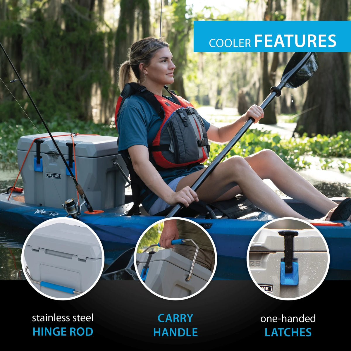 Lifetime 28 Qt Bear - Resistant Camping Cooler, Premium High Performance, Ice Retention, Hard Cooler, 20 Can Capacity, Boulder Gray (91289)