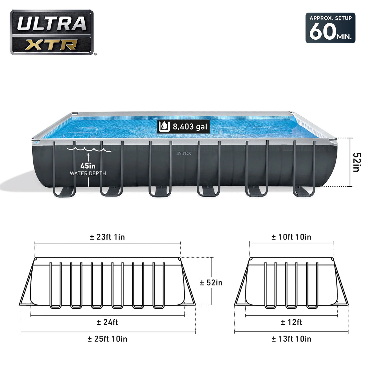 INTEX 32ft x 16ft x 52in Ultra XTR Above Ground Pool, Floats (2 Pack), & Inflatable Cooler