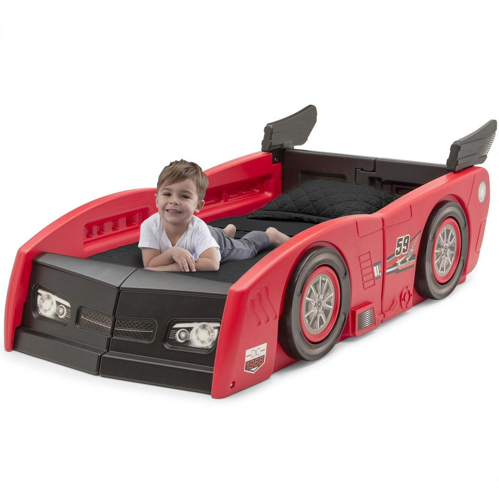 Delta Children Grand Prix Kids Plastic Toddler Bed - Twin. Red