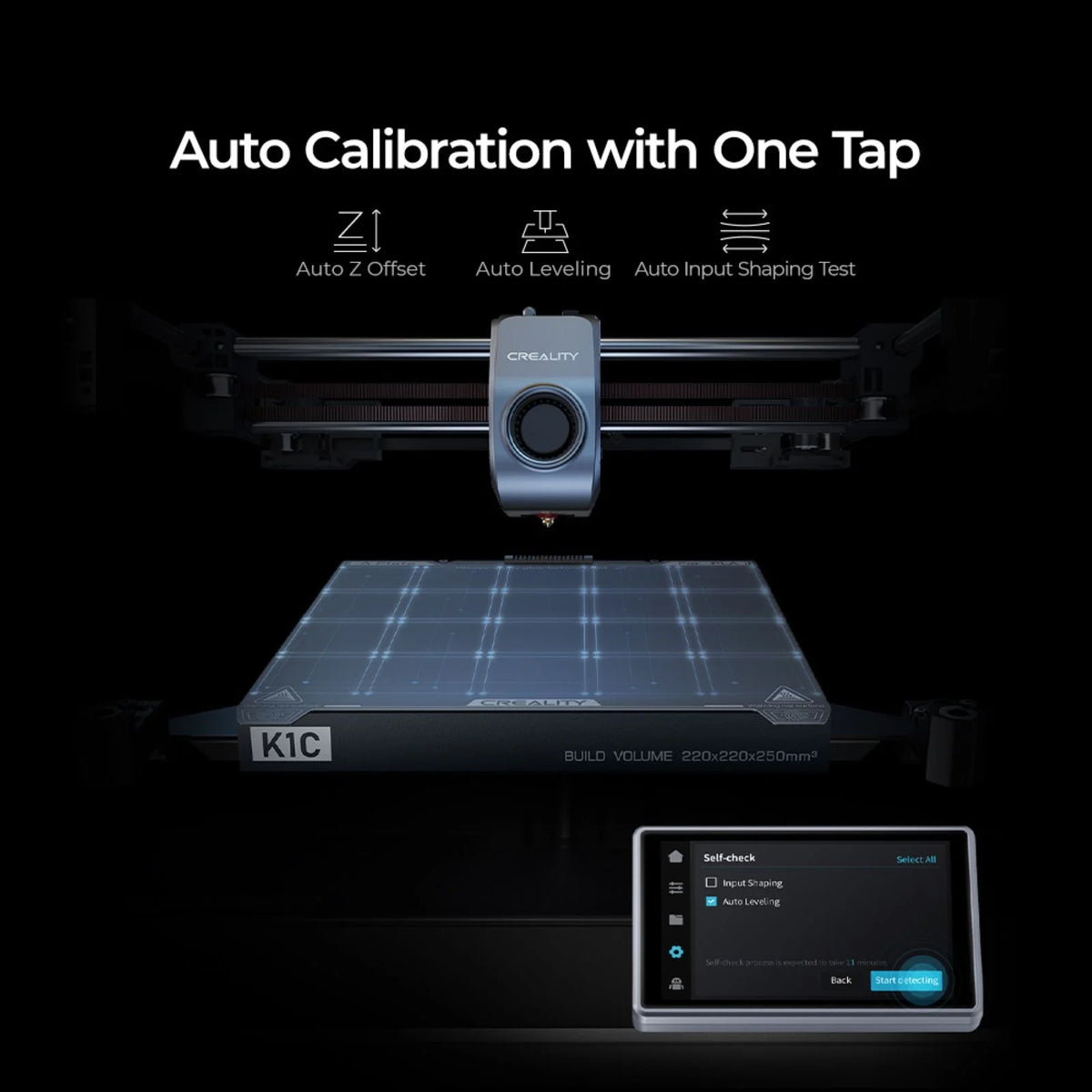 Creality K1C 3D Printer with Reliable Extrusion, 600mm/S Fast Printing Speed, AI Smart Camera, Anti - Vibration Design, Auto Calibration for Leveling, Printing Size 220*220*250mm