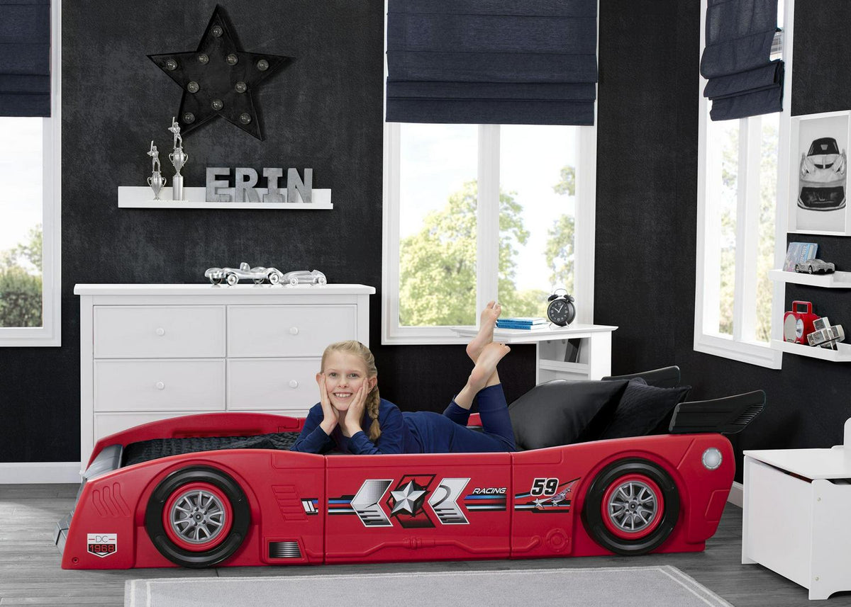 Delta Children Grand Prix Kids Plastic Toddler Bed - Twin. Red