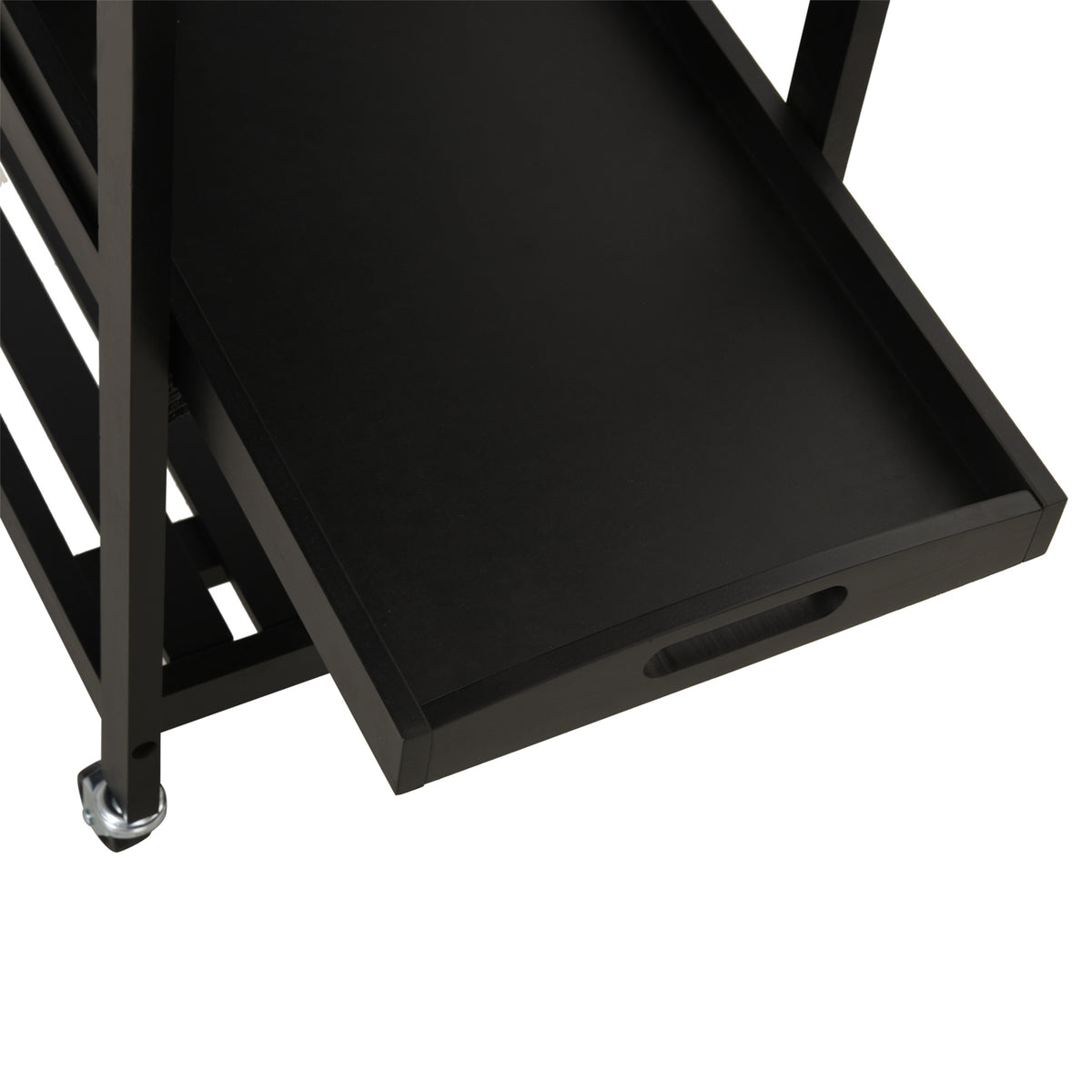 HOMCOM Küchenwagen Servierwagen Küchentisch auf Rollen mit Regal Flaschenablage 60B x 40T x 85H cm Arbeitsfläche aus Edelstahl Schwarz