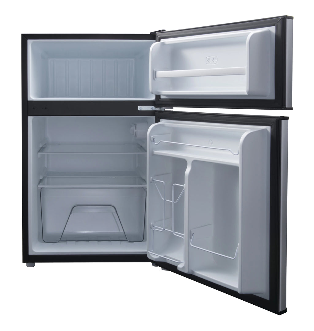 Galanz 3.1 cu ft Two Door Mini Fridge, Black, New