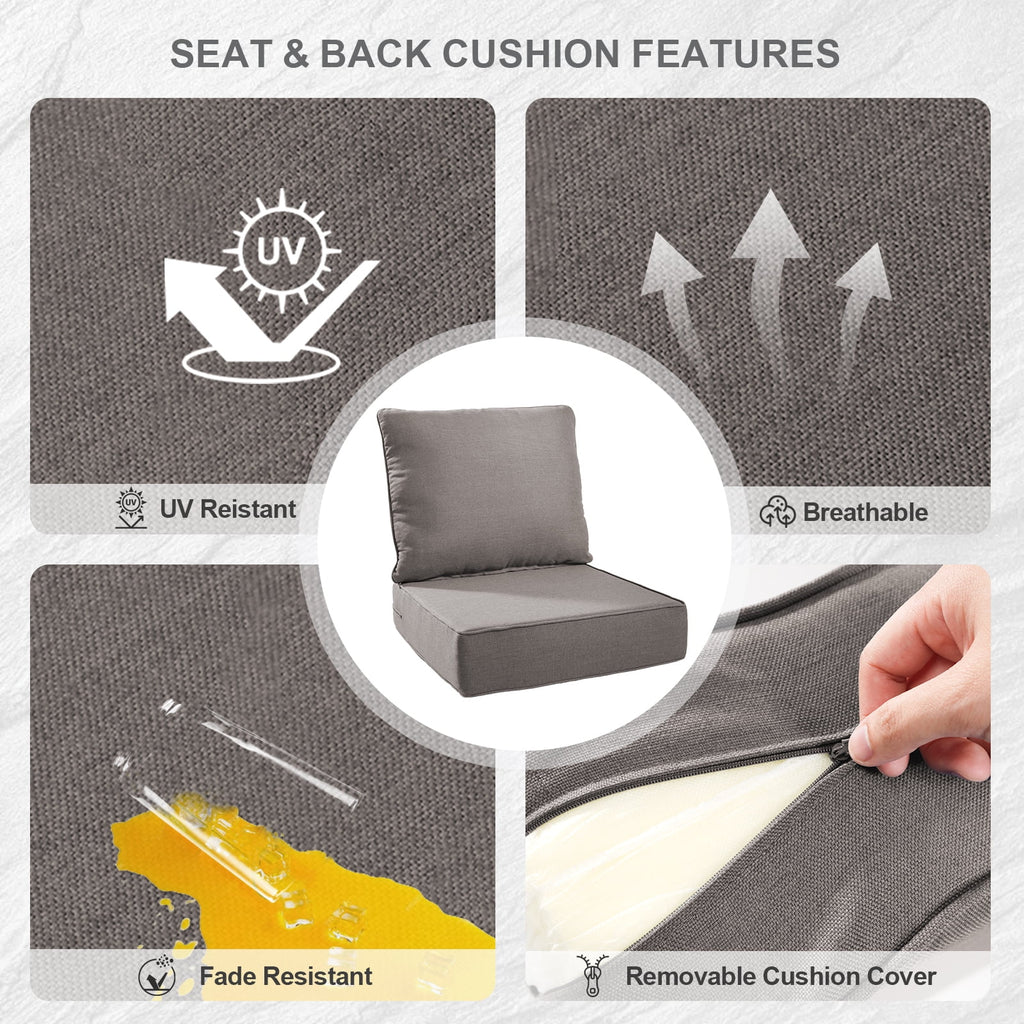 Bellefurn Outdoor Deep Seat Cushion 24 X 24 X 6 in for Patio Furniture, Outdoor Chair Cushions Waterproof & Fade Resistant Patio Furniture Cushions for Wicker Chair, Sofa, Couch