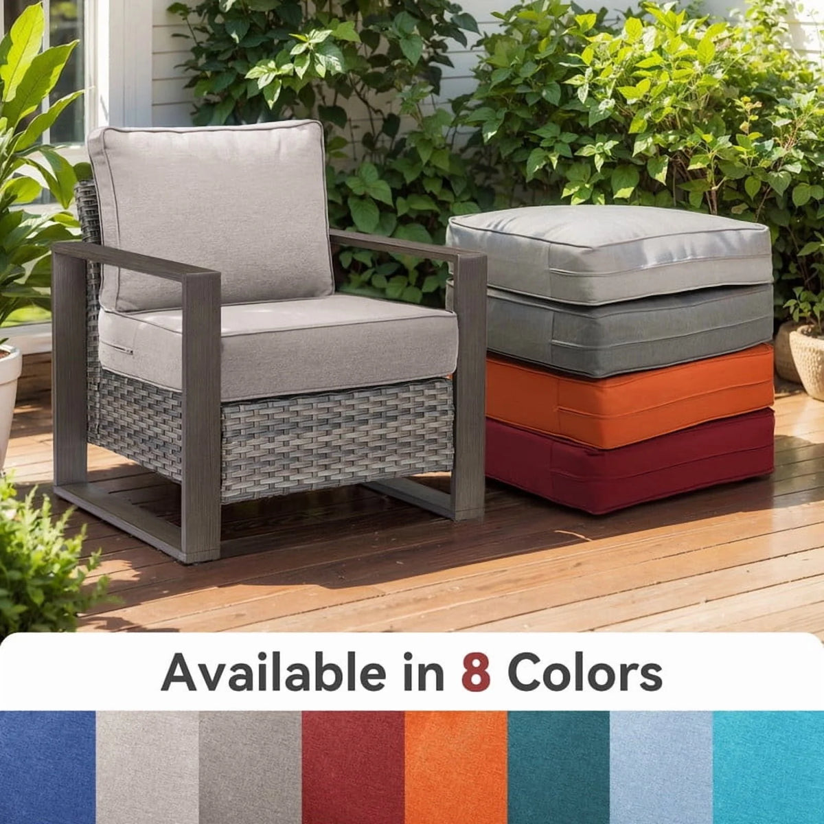 Bellefurn Outdoor Deep Seat Cushion 24 X 24 X 6 in for Patio Furniture, Outdoor Chair Cushions Waterproof & Fade Resistant Patio Furniture Cushions for Wicker Chair, Sofa, Couch