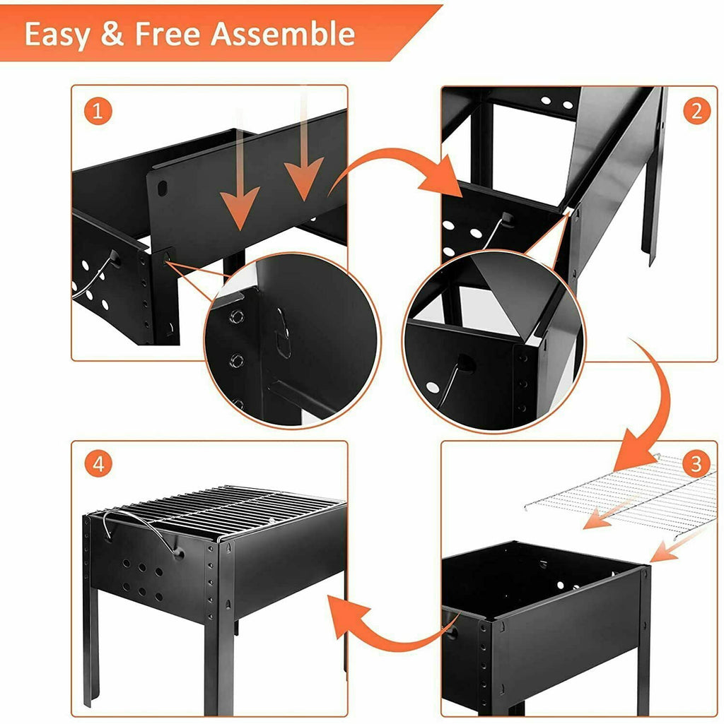 Portable Charcoal Grill Detachable Grill Cooking Station. Mini Tabletop Camping Grill BBQ. Black