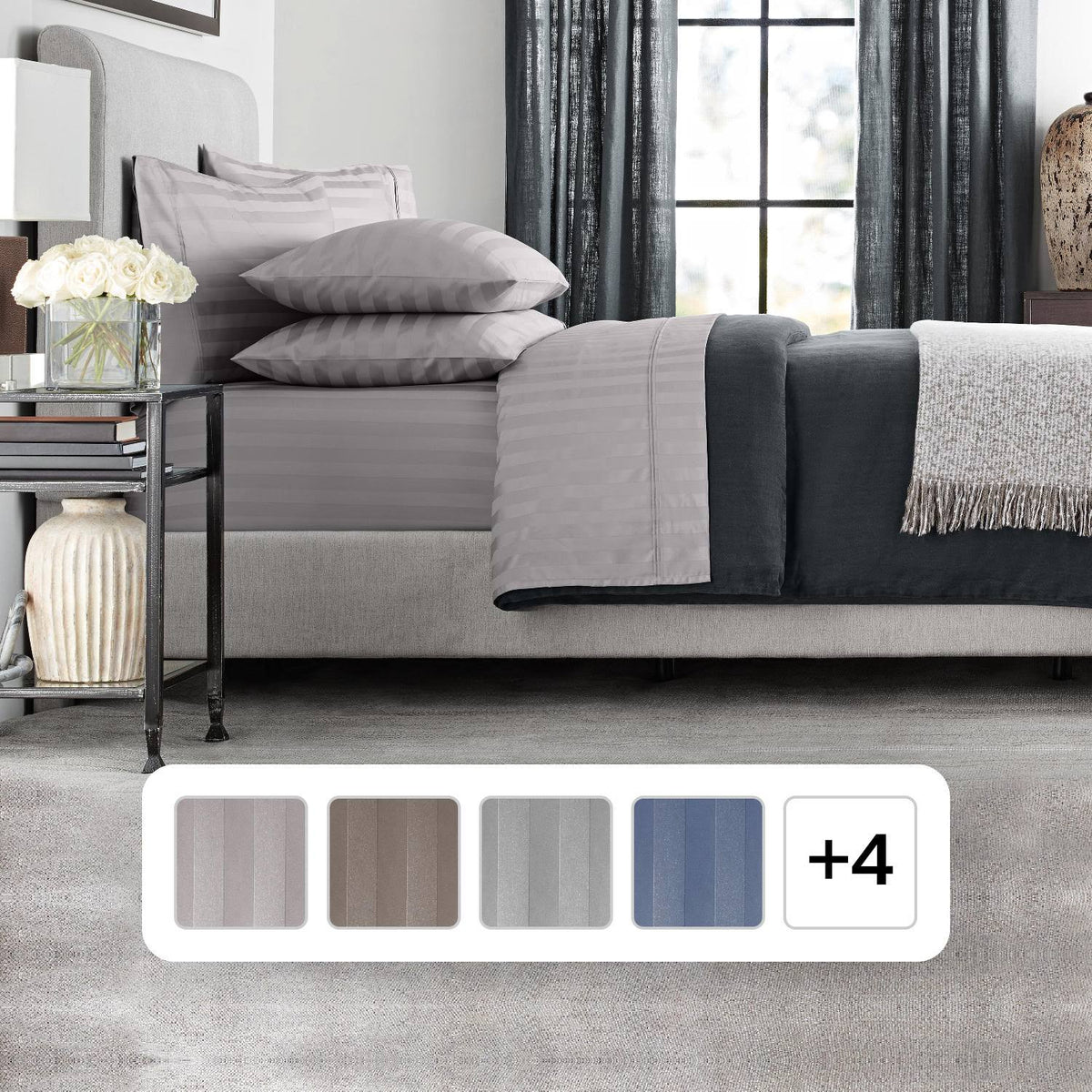 Member's Mark Hotel Premier Egyptian Cotton 6-Piece Sheet Set, 700 Thread Count (Zinc, Queen)