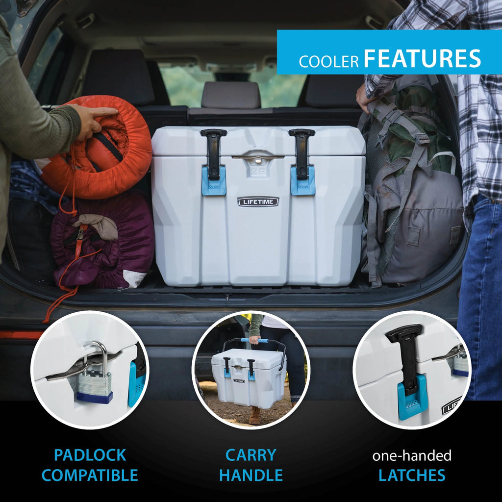 Lifetime 28 Qt Bear - Resistant Camping Cooler, Premium High Performance, Ice Retention, Hard Cooler, 20 Can Capacity, Boulder Gray (91289)