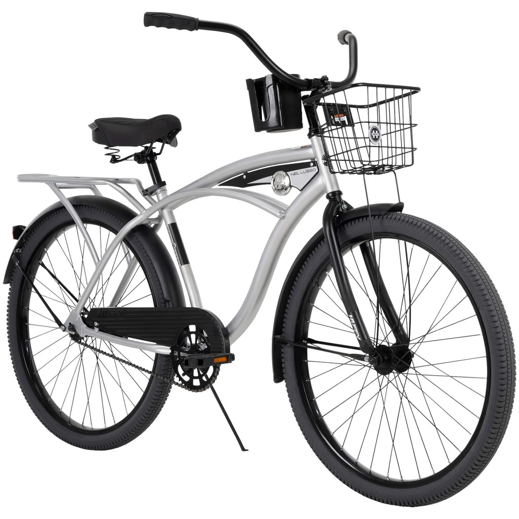 26 In. Nel Lusso Men¡¯s Beach Cruiser Bike, Silver