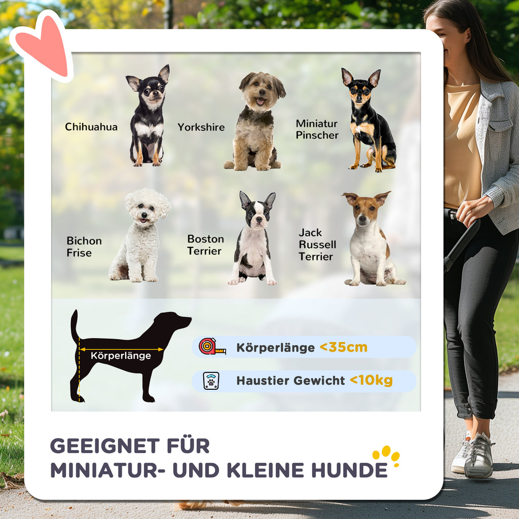 PawHut Hundebuggy Hundewagen bis 10 kg Klappbar Bodenkorb 2 Becherhalter verstellbares Vordach Kaffeebraun