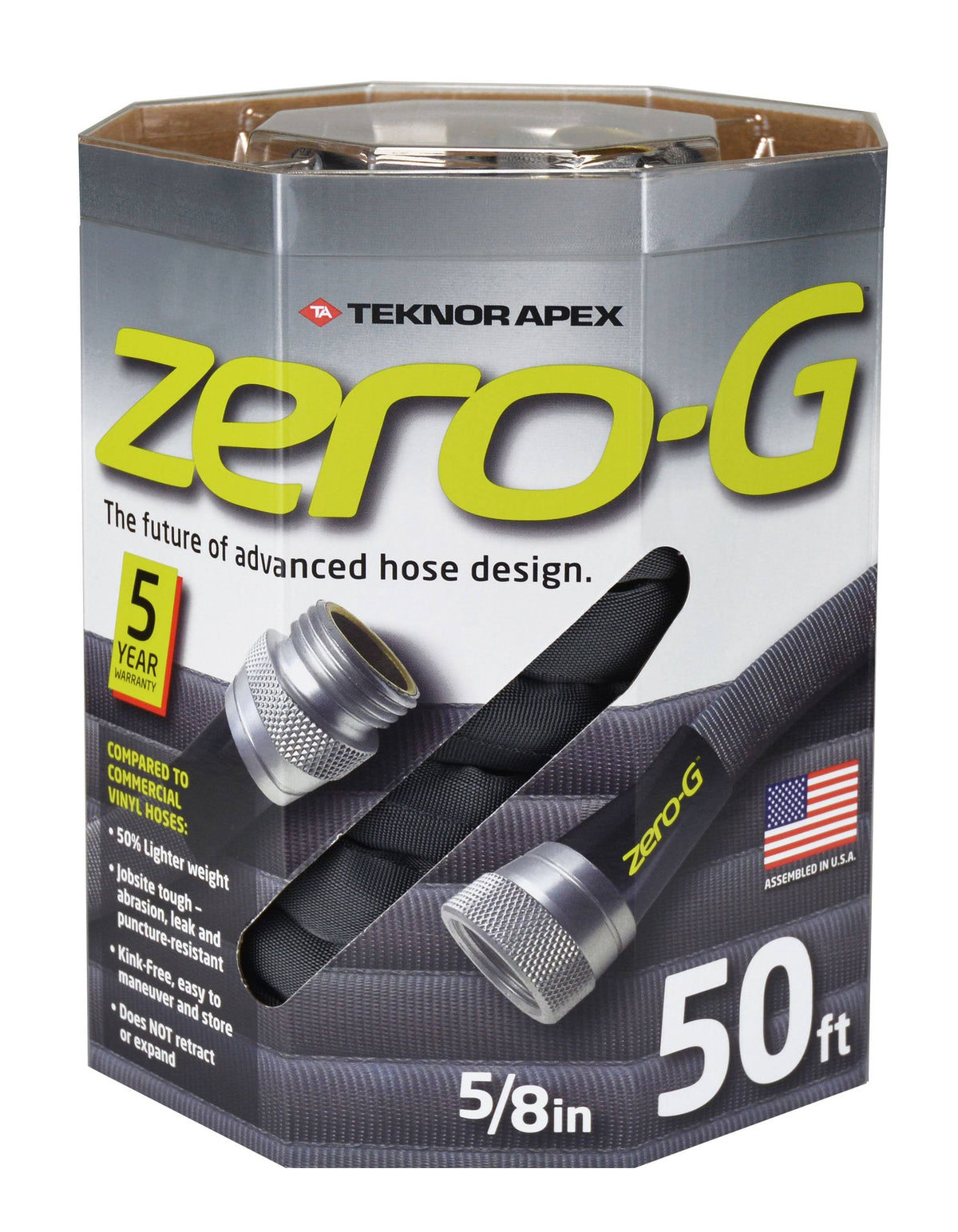 APEX Zero-G Fiber Garden Water Hose, Gray, 25'