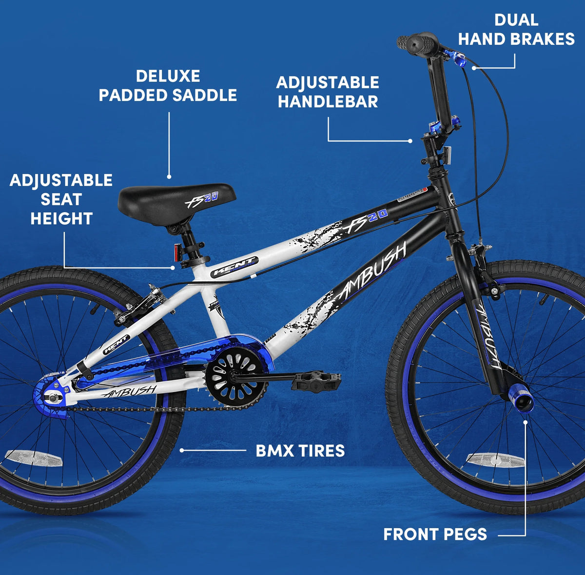 Bicycles 20" Boy'S Ambush BMX Bike, Black/Blue
