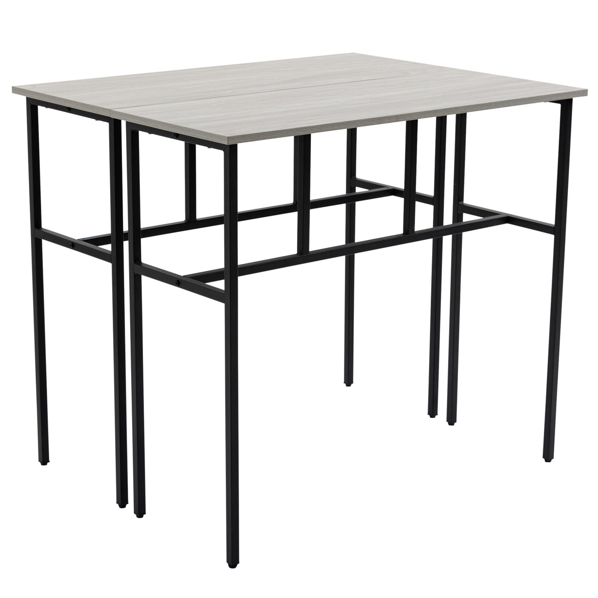 HOMCOM Bartisch-Set im Industriedesign, 6-teilig, 2 Tische und 4 Barhocker, Grau + Schwarz