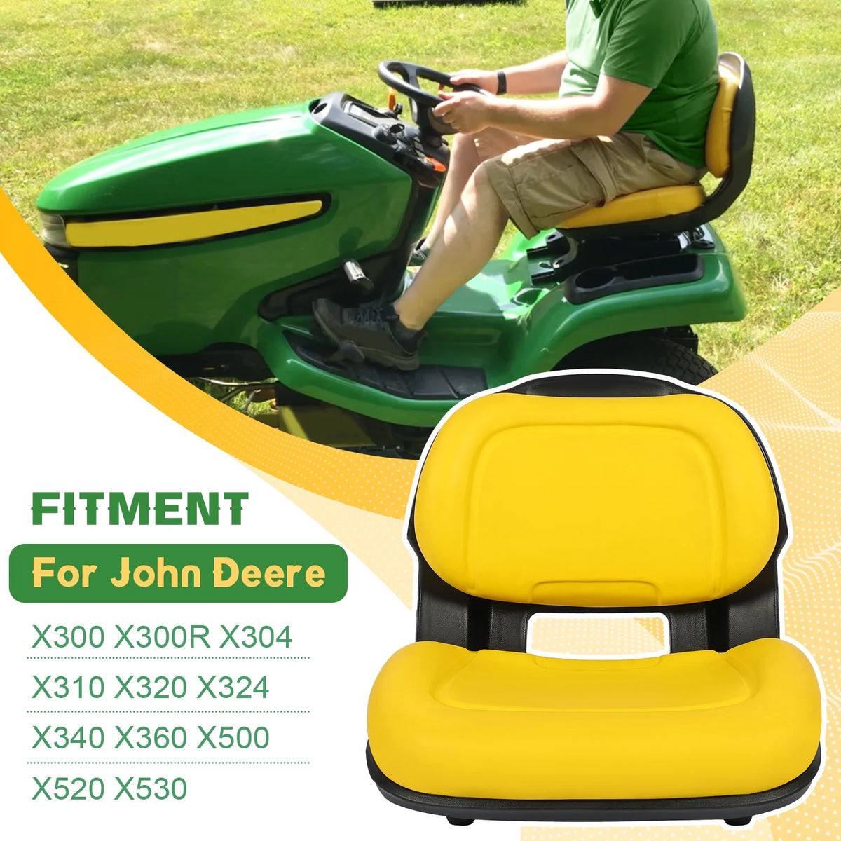 Kojem Lawn Mower Seat, Fits John Deere X300 X300R X304 X310 X320 X324 X340 X360 X500 X520 X530