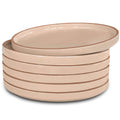 Mora Ceramic Flat Plates Set of 6-8 in - The Dessert, Salad, Appetizer, Small Lunch, Etc Plate. Microwave, Oven, and Dishwasher Safe, Scratch