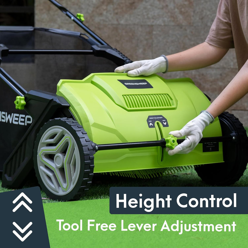 GreenSweep Pickup Pro Garden Sweeper - Manual Leaf & Grass Push Lawn Sweeper