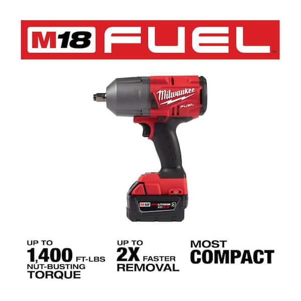 M18 FUEL 18V Lithium - Ion Brushless Cordless 1/2 In. High - Torque Impact Wrench with Grease Gun Kit, Resistant Batteries