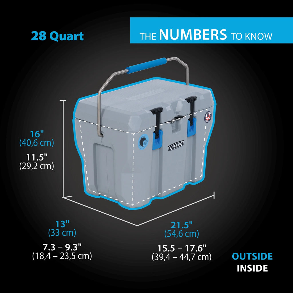 Lifetime 28 Qt Bear - Resistant Camping Cooler, Premium High Performance, Ice Retention, Hard Cooler, 20 Can Capacity, Boulder Gray (91289)