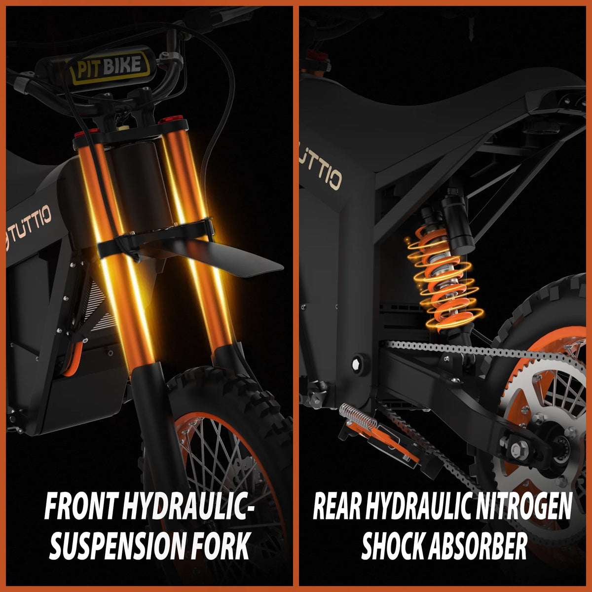 TUTTIO Soleil01 2000W Electric Dirt Bike Adult, 48V 21AH 37MPH, Electric Motorcycle 14"&12"tire Off - Road Dirt Ebikes Full Suspension