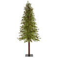 Nearly Natural 4' Wyoming Alpine Artificial Christmas Tree with 50 Clear (Multifunction) LED Lights and Pine Cones on Natural Trunk
