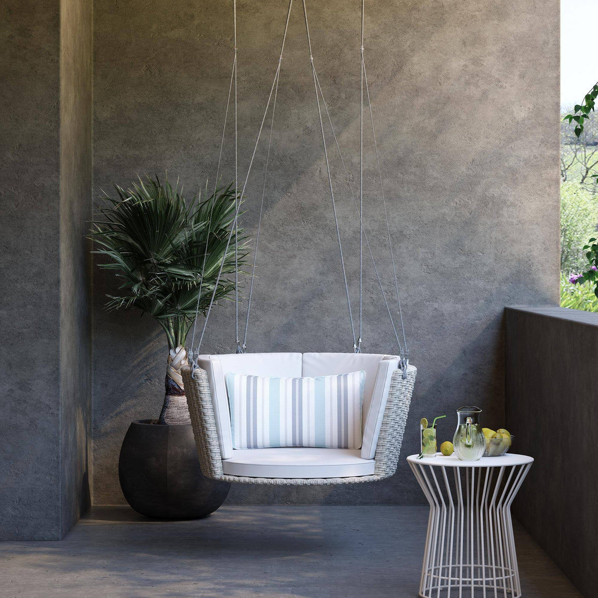 Novogratz Poolside Gossip Collection Sally Patio Hanging Swing in Grey