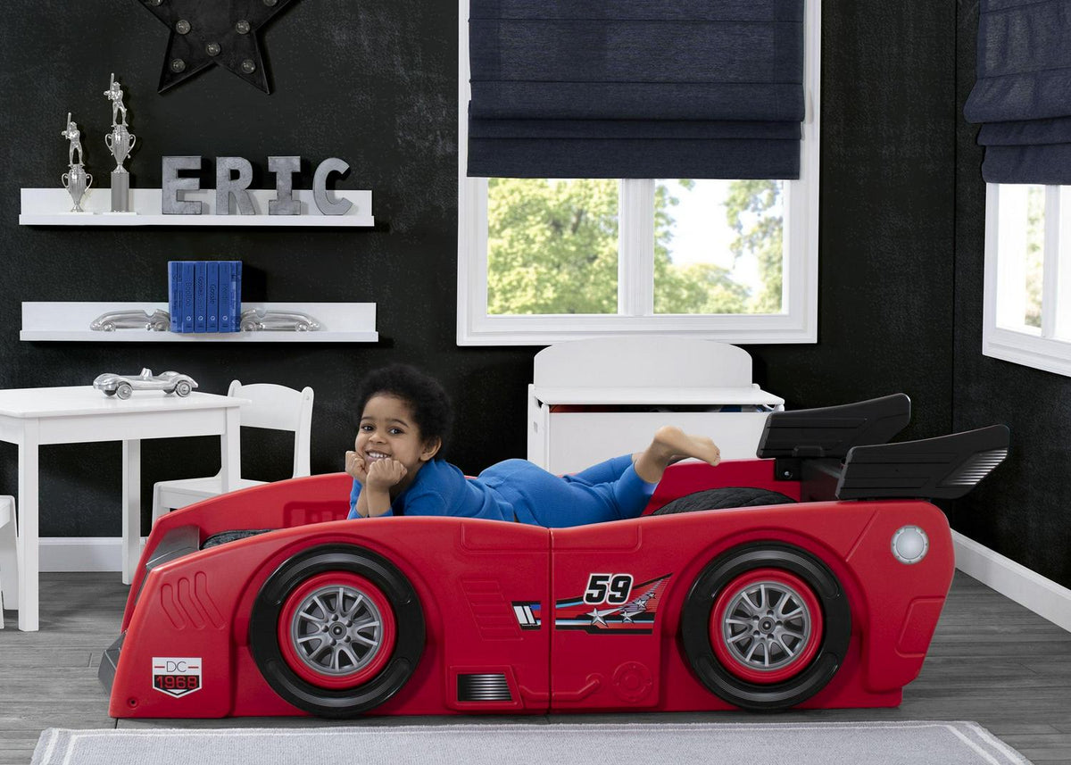 Delta Children Grand Prix Kids Plastic Toddler Bed - Twin. Red