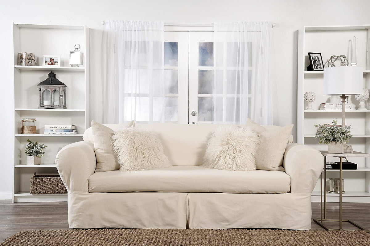 Classic Slipcovers Twill 2 Piece Loveseat Slipcover,off-white,fits Loveseats from 60 to 72" Wide,bt202pslnat