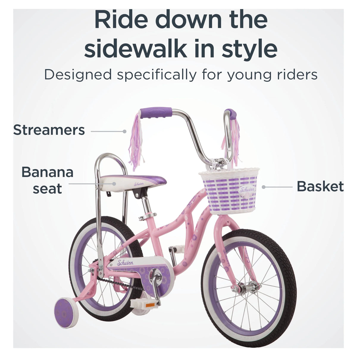 Schwinn 16" Bloom Kid'S Bike with Training Wheels, Pink