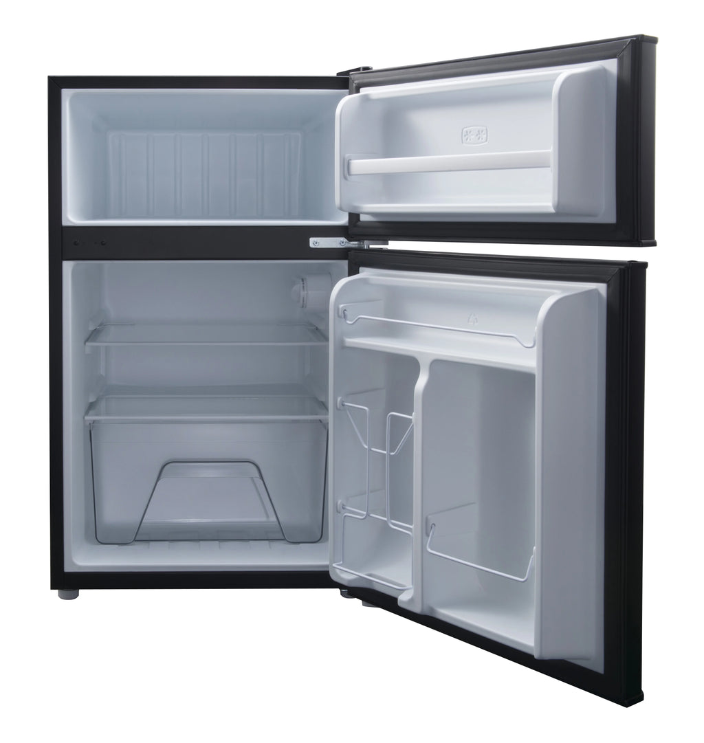 Galanz 3.1 cu ft Two Door Mini Fridge, Black, New