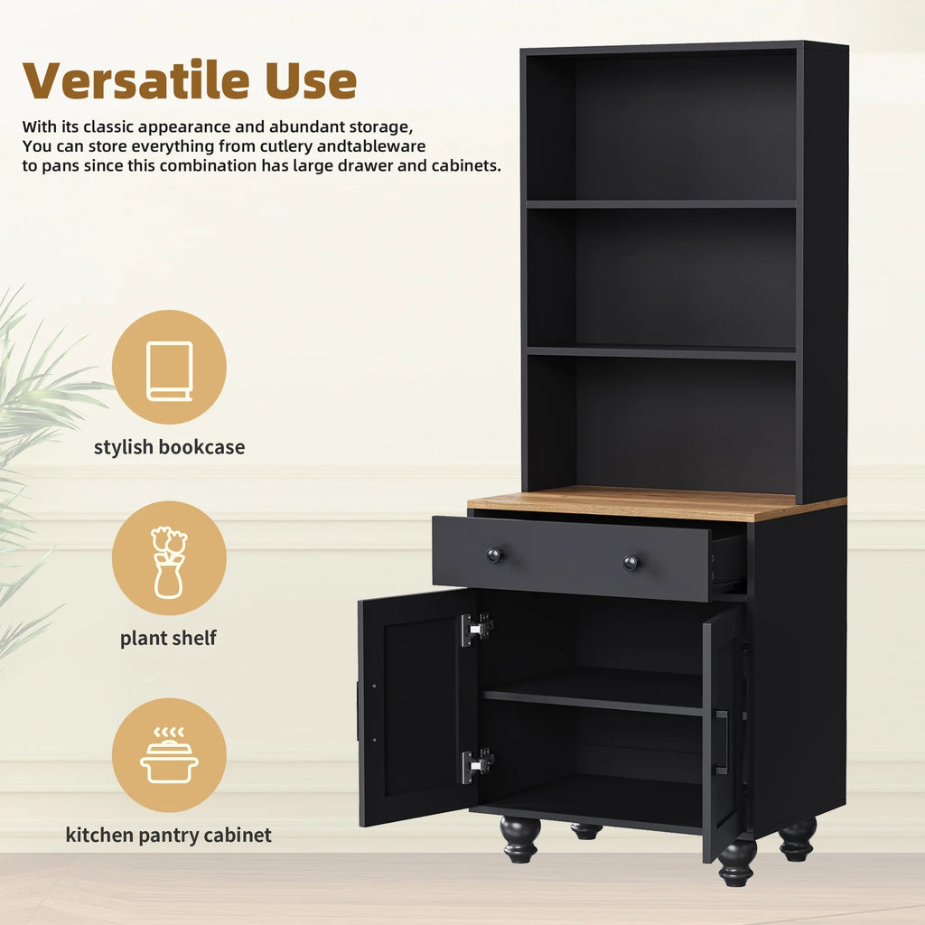 Euroco 110" Entertainment Center Wall Unit Set with Glass Display Cabinets, Adjustable Shelves & Vintage TV Stand for Tvs up to 85", Farmhouse Style Media Console with Storage, Gourd Legs