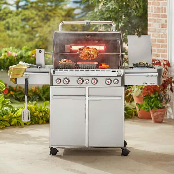 Summit S - 470 4 - Burner Propane Gas Grill in Stainless Steel with Built - in Thermometer and Rotisserie