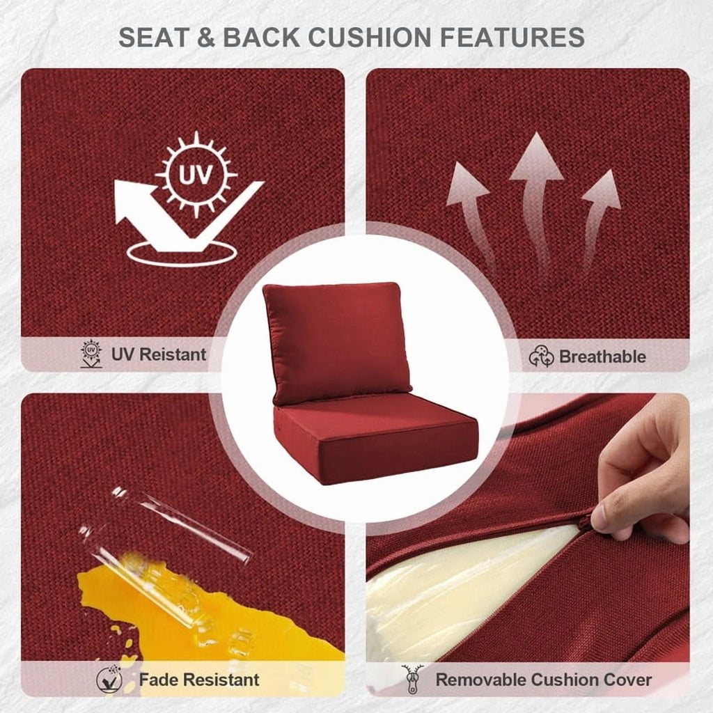 Bellefurn Outdoor Deep Seat Cushion 24 X 24 X 6 in for Patio Furniture, Outdoor Chair Cushions Waterproof & Fade Resistant Patio Furniture Cushions for Wicker Chair, Sofa, Couch