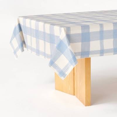 60"x84" Oiled Tablecloth Blue Plaid - Threshold Designed with Studio McGee